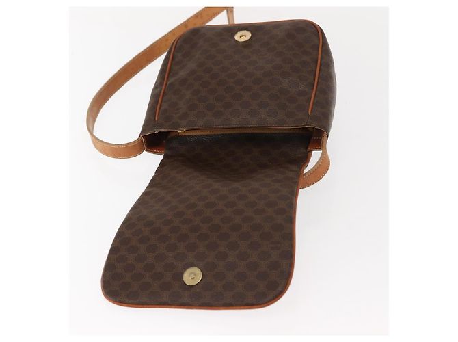 Céline Borsa a Spalla in Tela Macadam CELINE in Pelle PVC Marrone Oro Auth gh1088 D'oro - vista 15