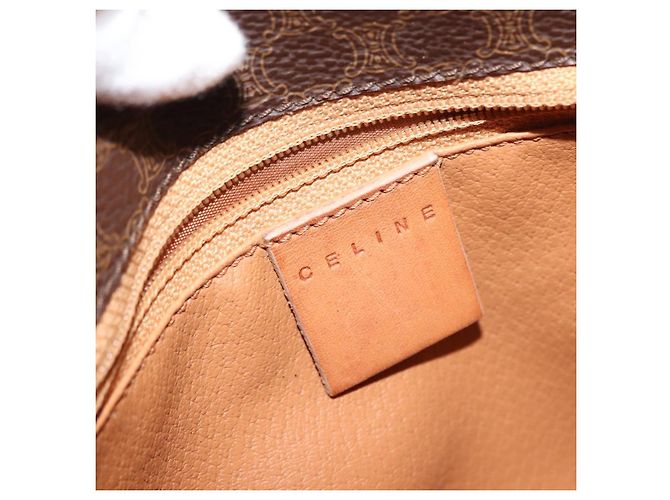 Céline Borsa a Spalla in Tela Macadam CELINE in Pelle PVC Marrone Oro Auth gh1088 D'oro - vista 16