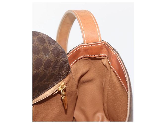 Céline Borsa a Spalla in Tela Macadam CELINE in Pelle PVC Marrone Oro Auth gh1088 D'oro - vista 18