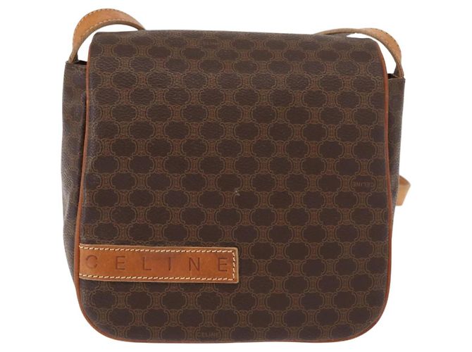 Céline Borsa a Spalla in Tela Macadam CELINE in Pelle PVC Marrone Oro Auth gh1088 D'oro - vista 2