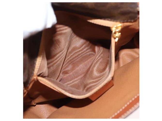 Céline Borsa a Spalla in Tela Macadam CELINE in Pelle PVC Marrone Oro Auth gh1088 D'oro - vista 20