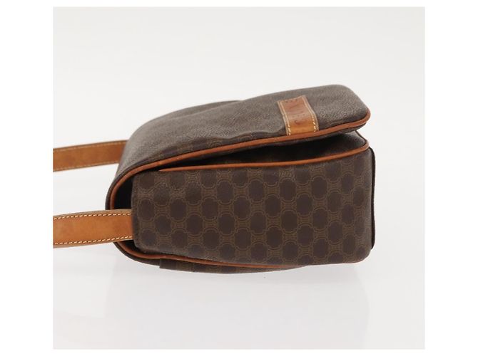 Céline Borsa a Spalla in Tela Macadam CELINE in Pelle PVC Marrone Oro Auth gh1088 D'oro - vista 5