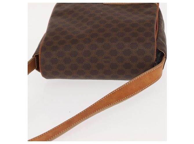 Céline Borsa a Spalla in Tela Macadam CELINE in Pelle PVC Marrone Oro Auth gh1088 D'oro - vista 6