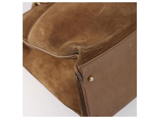 Borsa a Mano GUCCI Bamboo Camoscio Marrone Oro 002 2855 0322 0 Auth bs29507 D'oro - vista 11