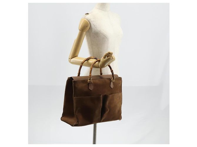 Borsa a Mano GUCCI Bamboo Camoscio Marrone Oro 002 2855 0322 0 Auth bs29507 D'oro - vista 20