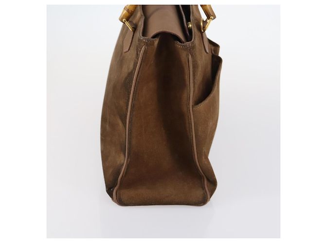 Borsa a Mano GUCCI Bamboo Camoscio Marrone Oro 002 2855 0322 0 Auth bs29507 D'oro - vista 5