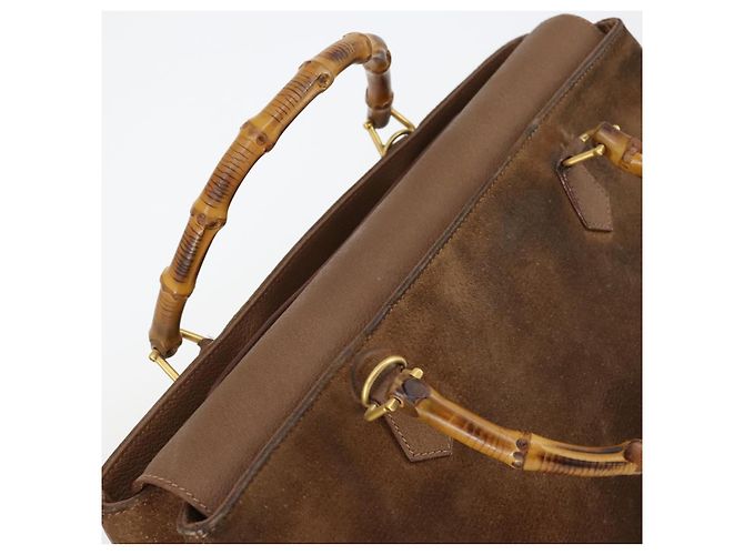 Borsa a Mano GUCCI Bamboo Camoscio Marrone Oro 002 2855 0322 0 Auth bs29507 D'oro - vista 6