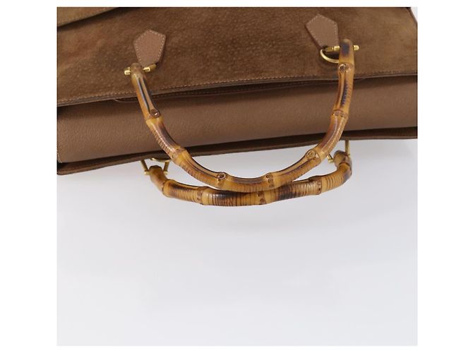 Borsa a Mano GUCCI Bamboo Camoscio Marrone Oro 002 2855 0322 0 Auth bs29507 D'oro - vista 7