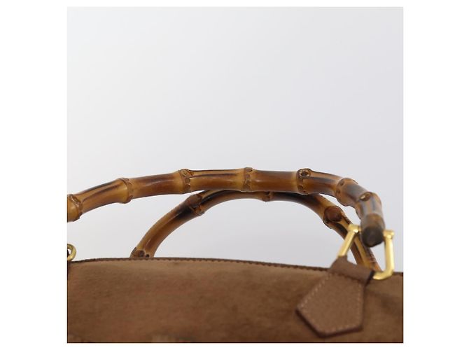 Borsa a Mano GUCCI Bamboo Camoscio Marrone Oro 002 2855 0322 0 Auth bs29507 D'oro - vista 8