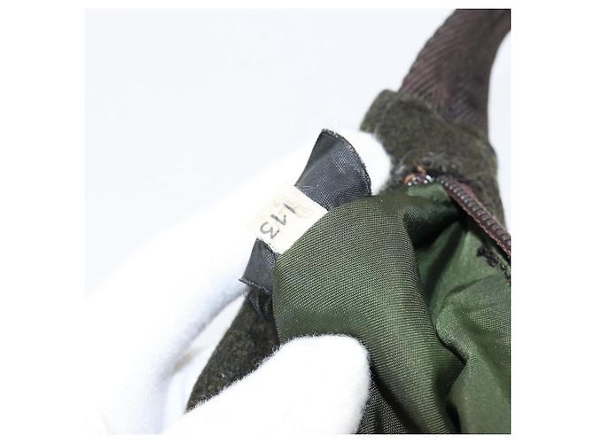 PRADA Sports Accessory Pouch Wool Khaki Auth am9470 - view 11