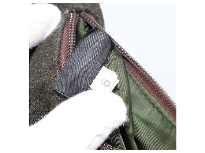 PRADA Sports Accessory Pouch Wool Khaki Auth am9470 - view 12