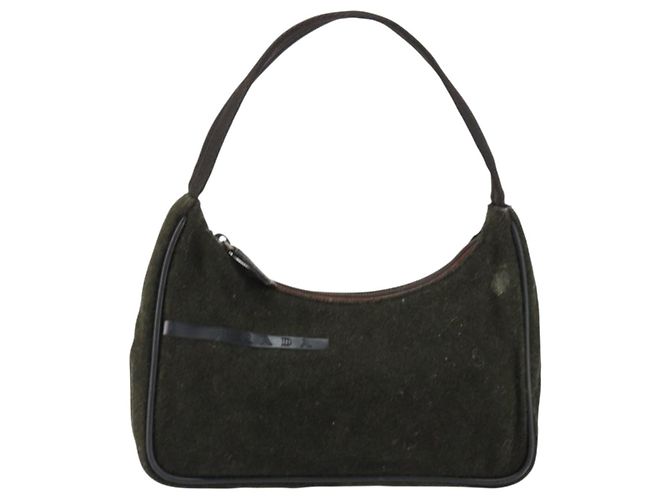 PRADA Sports Accessory Pouch Wool Khaki Auth am9470 - view 13