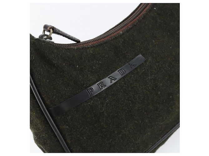 PRADA Sports Accessory Pouch Wool Khaki Auth am9470 - view 19