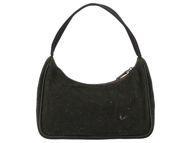 PRADA Sports Accessory Pouch Wool Khaki Auth am9470 - view 2