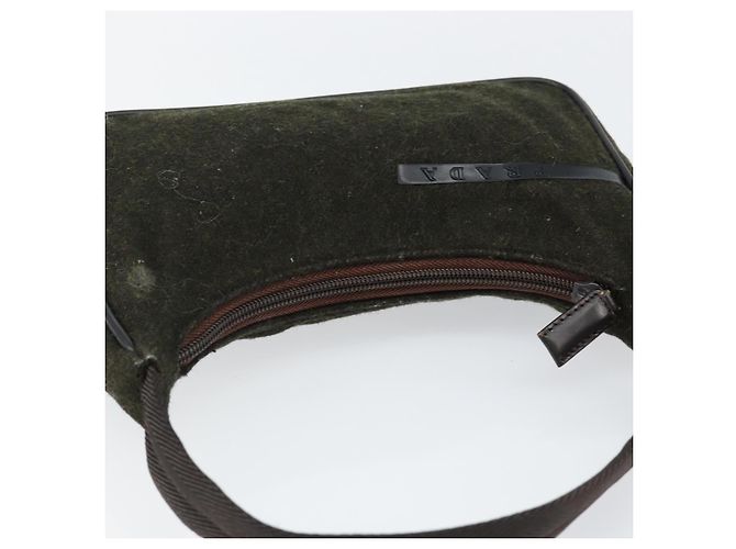 PRADA Sports Accessory Pouch Wool Khaki Auth am9470 - view 6