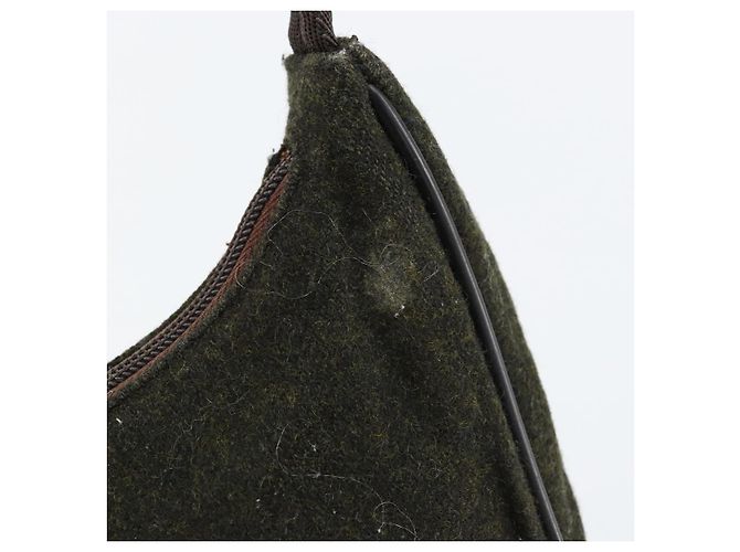 PRADA Sports Accessory Pouch Wool Khaki Auth am9470 - view 8