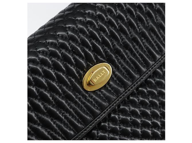 BALLY Borsa a Mano Trapuntata in Pelle Nera e Oro Auth gh1161 Nero D'oro - vista 14