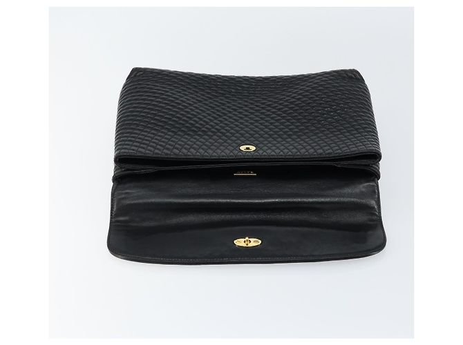 BALLY Borsa a Mano Trapuntata in Pelle Nera e Oro Auth gh1161 Nero D'oro - vista 15