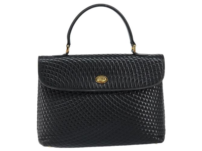 BALLY Borsa a Mano Trapuntata in Pelle Nera e Oro Auth gh1161 Nero D'oro - vista 2