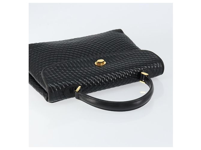 BALLY Borsa a Mano Trapuntata in Pelle Nera e Oro Auth gh1161 Nero D'oro - vista 6