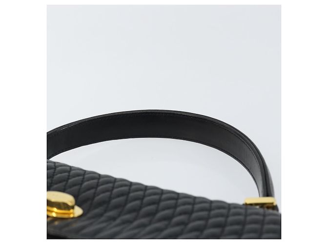 BALLY Borsa a Mano Trapuntata in Pelle Nera e Oro Auth gh1161 Nero D'oro - vista 8