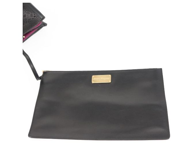 Borsa Tote Vala Chain in pelle nera e oro di Salvatore Ferragamo Auth gh1102 Nero D'oro - vista 18