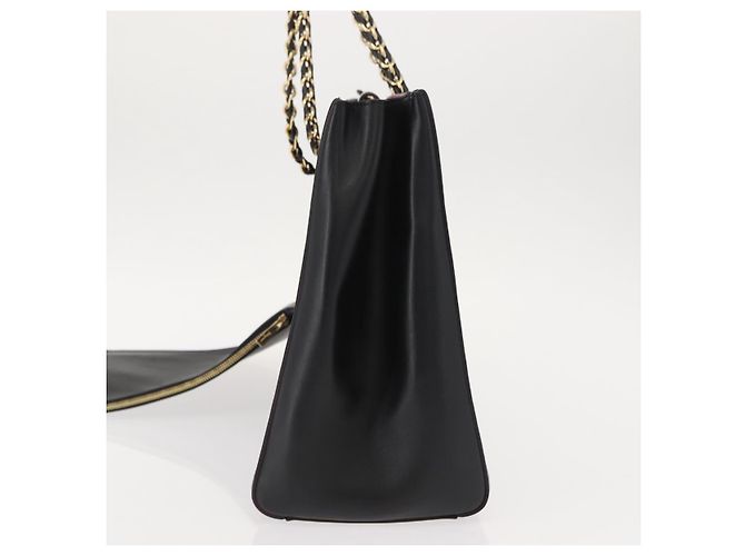 Borsa Tote Vala Chain in pelle nera e oro di Salvatore Ferragamo Auth gh1102 Nero D'oro - vista 4