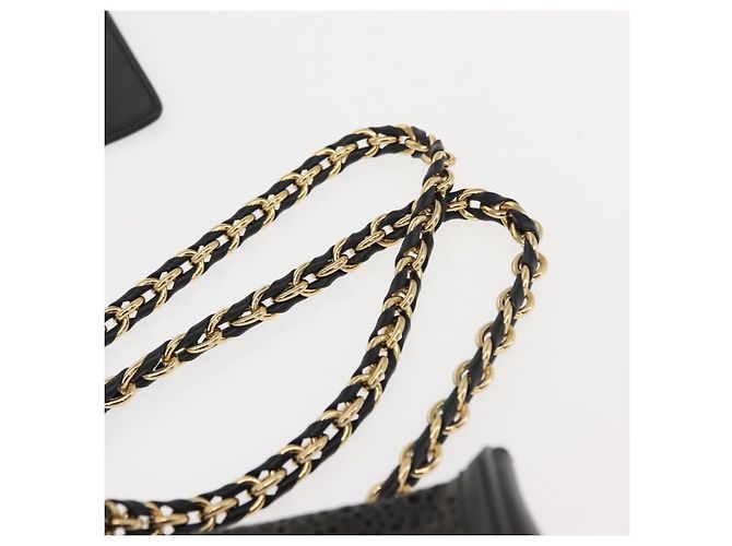 Borsa Tote Vala Chain in pelle nera e oro di Salvatore Ferragamo Auth gh1102 Nero D'oro - vista 8