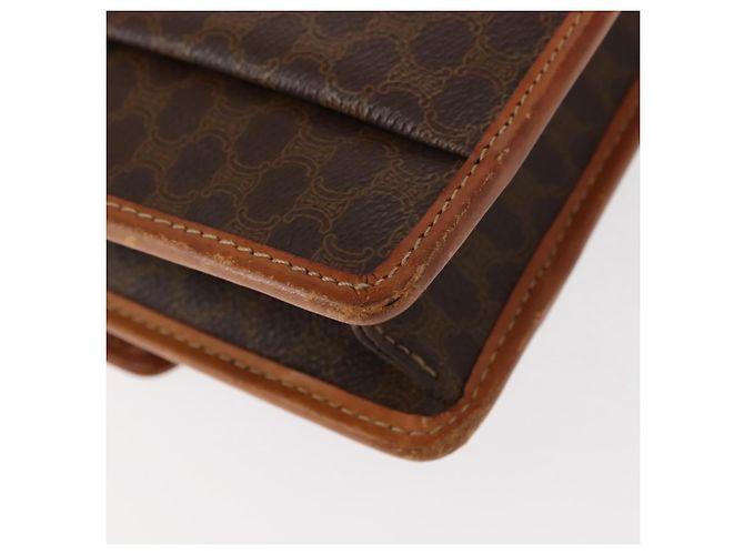 Céline Borsa a Spalla in Tela Macadam CELINE in Pelle PVC Marrone Oro Auth BA7314 D'oro - vista 12