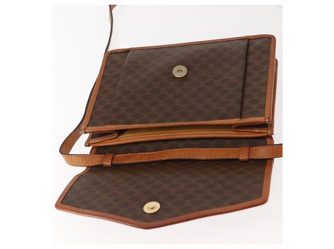 Céline Borsa a Spalla in Tela Macadam CELINE in Pelle PVC Marrone Oro Auth BA7314 D'oro - vista 15