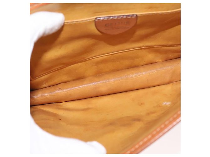 Céline Borsa a Spalla in Tela Macadam CELINE in Pelle PVC Marrone Oro Auth BA7314 D'oro - vista 17