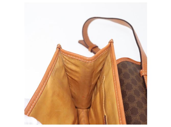 Céline Borsa a Spalla in Tela Macadam CELINE in Pelle PVC Marrone Oro Auth BA7314 D'oro - vista 19