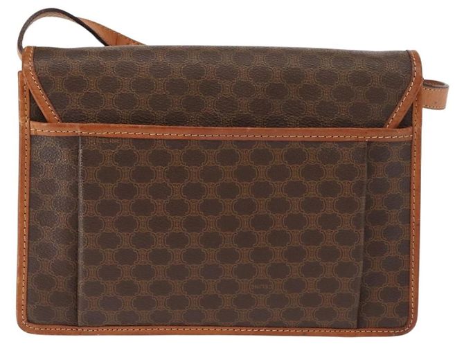 Céline Borsa a Spalla in Tela Macadam CELINE in Pelle PVC Marrone Oro Auth BA7314 D'oro - vista 3