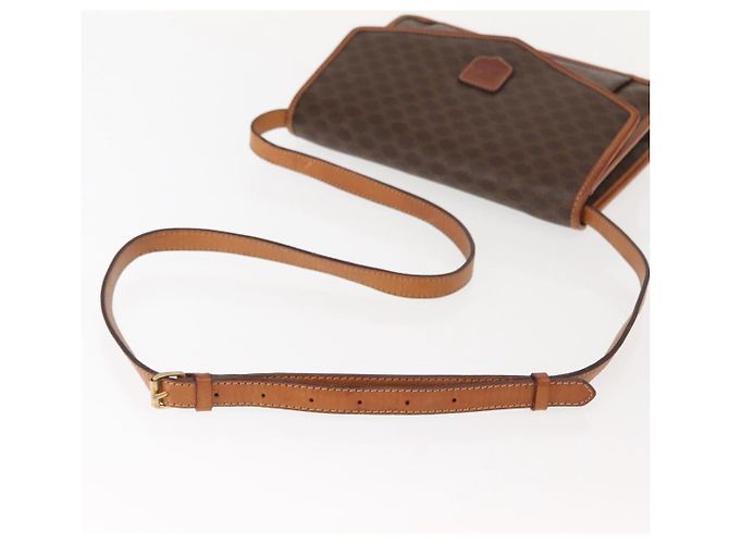 Céline Borsa a Spalla in Tela Macadam CELINE in Pelle PVC Marrone Oro Auth BA7314 D'oro - vista 6