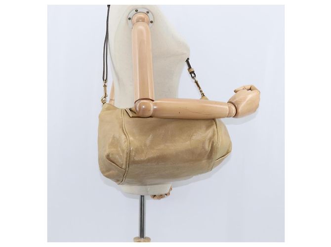 Chloé Borsa a mano in pelle Chloe Etel 2 vie beige oro Auth BA7364 D'oro - vista 23