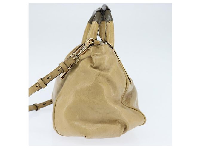 Chloé Borsa a mano in pelle Chloe Etel 2 vie beige oro Auth BA7364 D'oro - vista 4