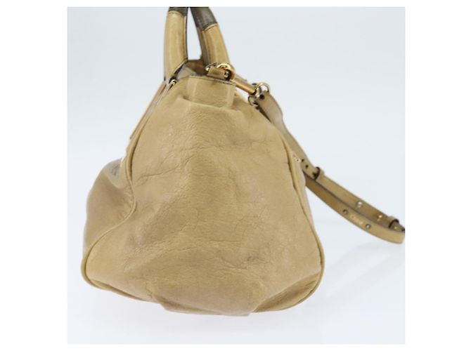 Chloé Borsa a mano in pelle Chloe Etel 2 vie beige oro Auth BA7364 D'oro - vista 5
