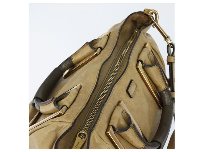 Chloé Borsa a mano in pelle Chloe Etel 2 vie beige oro Auth BA7364 D'oro - vista 6