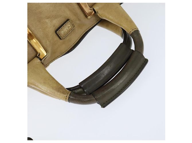 Chloé Borsa a mano in pelle Chloe Etel 2 vie beige oro Auth BA7364 D'oro - vista 7