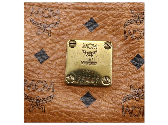 Borsa tote MCM Logogram Vicetos in pelle PVC marrone oro Auth gh1081 D'oro - vista 14