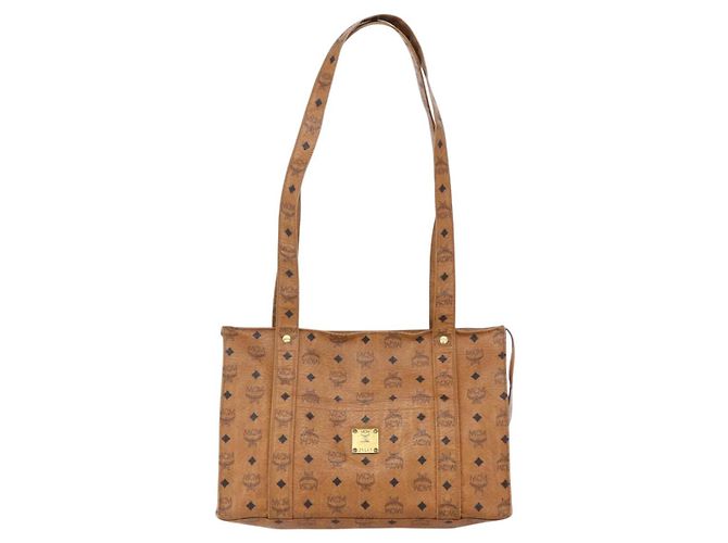Borsa tote MCM Logogram Vicetos in pelle PVC marrone oro Auth gh1081 D'oro - vista 2