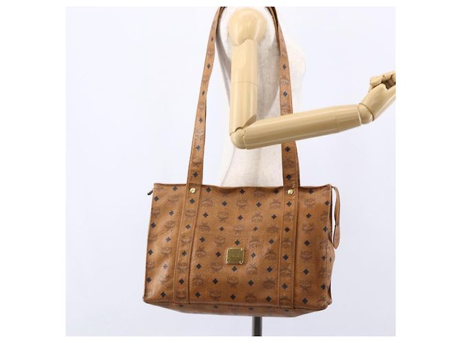 Borsa tote MCM Logogram Vicetos in pelle PVC marrone oro Auth gh1081 D'oro - vista 21