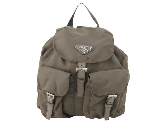 PRADA Backpack Nylon Gray Silver Auth bs30075 Brown Silvery - view 13