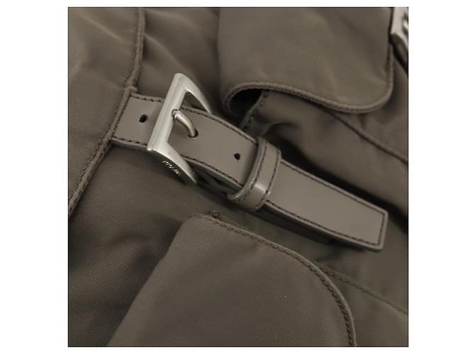 PRADA Backpack Nylon Gray Silver Auth bs30075 Brown Silvery - view 20