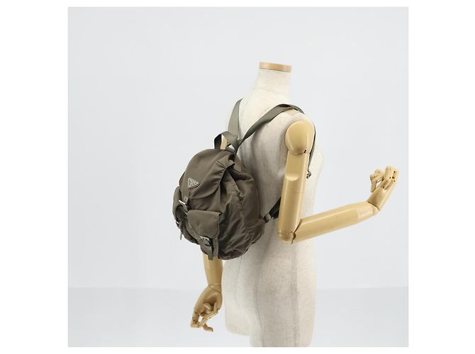 PRADA Backpack Nylon Gray Silver Auth bs30075 Brown Silvery - view 27