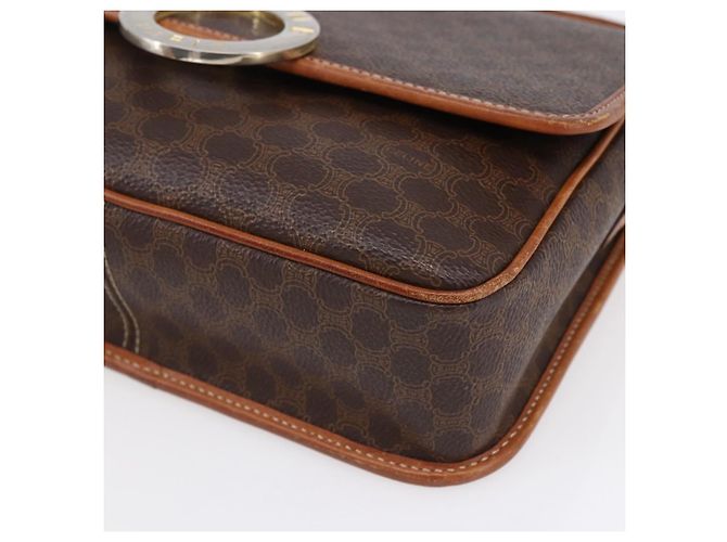 Céline Borsa a Spalla in Tela Macadam CELINE in Pelle PVC Marrone Oro Auth 150117 D'oro - vista 10