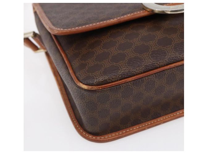 Céline Borsa a Spalla in Tela Macadam CELINE in Pelle PVC Marrone Oro Auth 150117 D'oro - vista 11