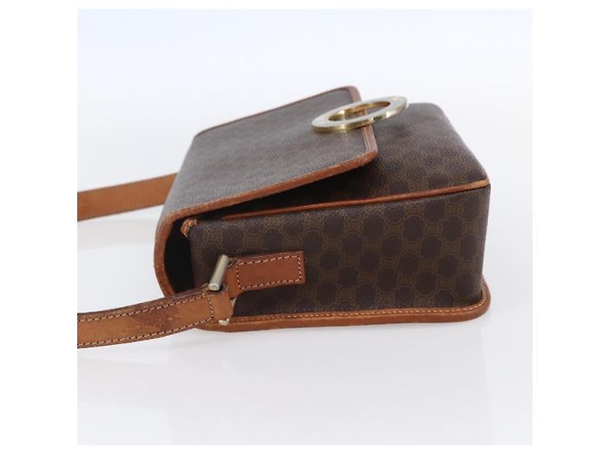 Céline Borsa a Spalla in Tela Macadam CELINE in Pelle PVC Marrone Oro Auth 150117 D'oro - vista 4