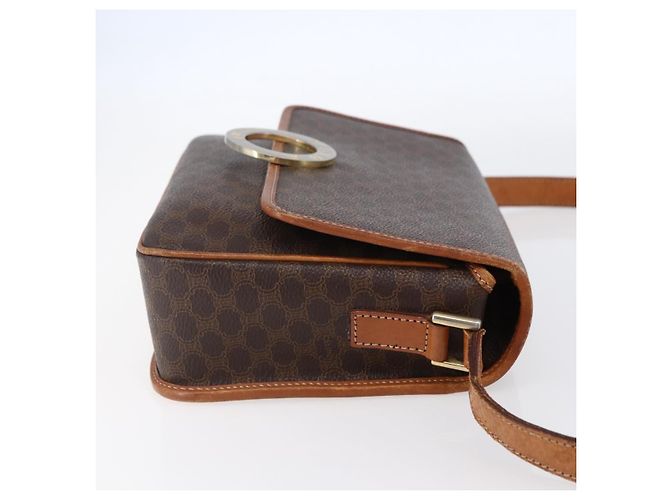 Céline Borsa a Spalla in Tela Macadam CELINE in Pelle PVC Marrone Oro Auth 150117 D'oro - vista 5