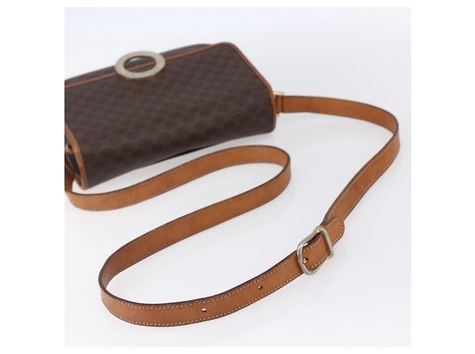 Céline Borsa a Spalla in Tela Macadam CELINE in Pelle PVC Marrone Oro Auth 150117 D'oro - vista 7